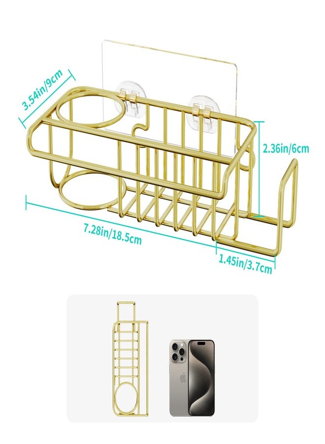 HapiRm Sponge Holder for Kitchen Sink, No Drill Kitchen Sink Caddy Organizer, Rustproof Dish Sponge Holder- Gold(8.73 * 3.54 * 2.36in) - Image 4